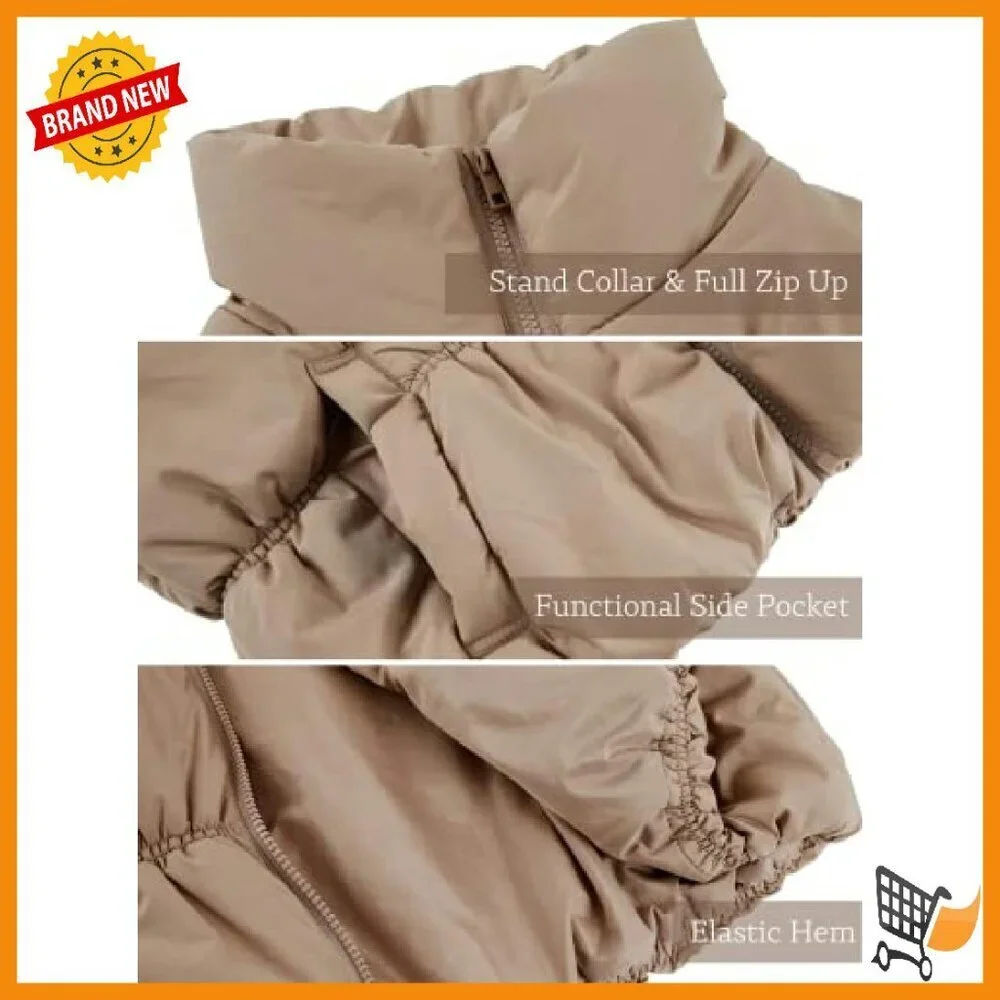 Women's Crop Puffer Vest Zip Up Lightweight Sleeveless Warm Outerwear